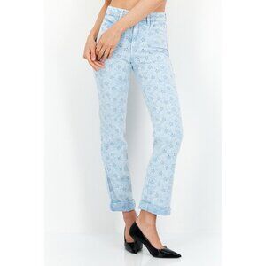 Guess Women’s 1981 High Waist Straight Leg Jeans Eyelet In Blue Size 29